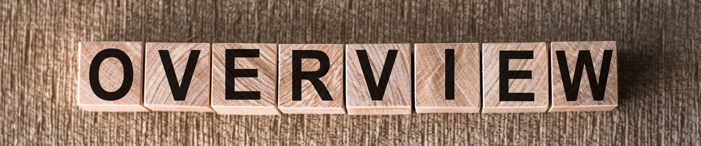 tiles spelling the word overview